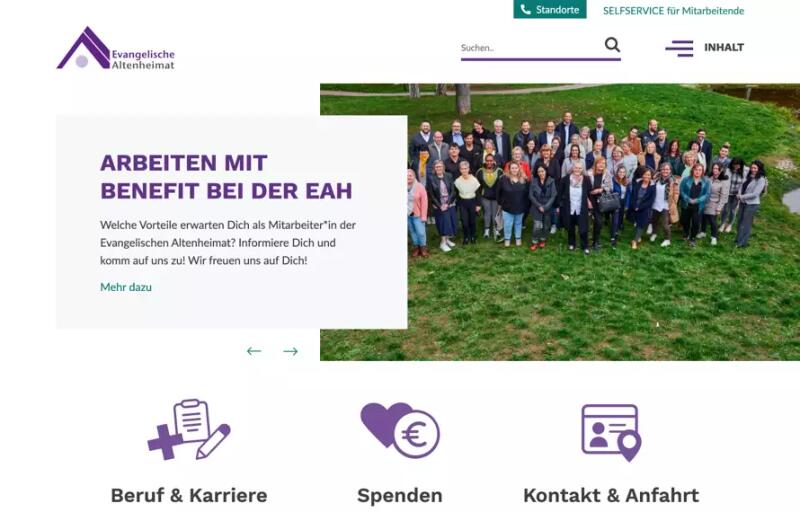 Startseite der EAH mit einem ansprechenden Slider, der die Hochschule präsentiert.